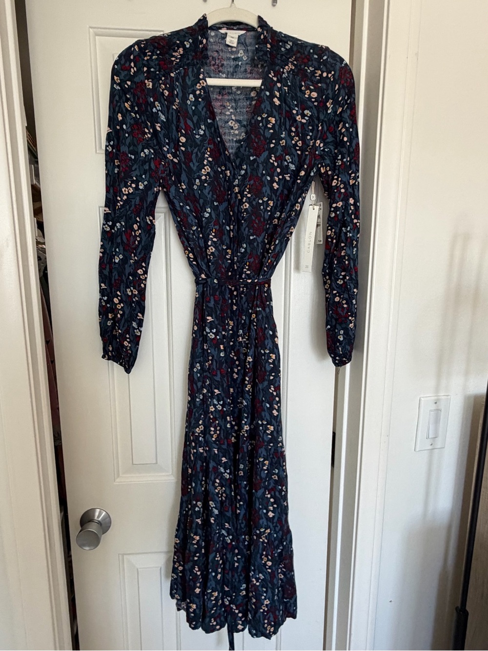 Calson- Long Sleeve Floral Dress - Navy